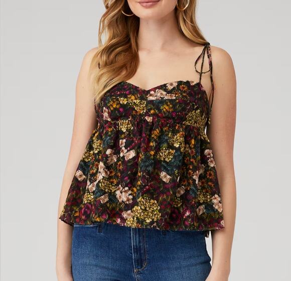 Amanda Uprichard Tops - Amanda Uprichard Cece Babydoll Top size XS Dark Floral Sweetheart Coquette Fairy
